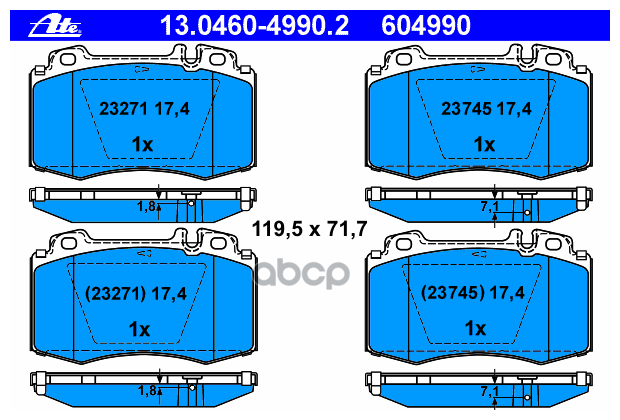 Колодки Тормозные Дисковые Ate арт. 13046049902