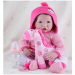 Kaydora Виниловая кукла Реборн (Reborn Dolls) - Девочка в розовом вязаном свитере (56 см) - изображение