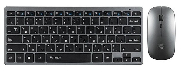 Комплект беспроводной клавиатура+мышь Qumo Paragon K15/M21, Wireless, Серый/Черный 23892