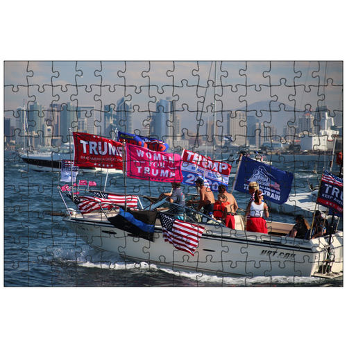 фото Магнитный пазл 27x18см."лодка, парад, флаги" на холодильник lotsprints
