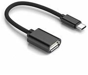 Адаптер USB OTG - type -c 0.1м, чёрный плетёный кабель отг для тайп си