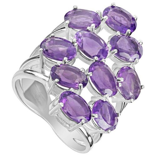 Кольцо Lazurit Online, серебро, 925 проба, серебрение, аметист, размер 18, фиолетовый
