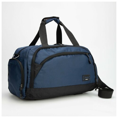 фото Сумка спортивная, отдел на молнии, 4 наружных кармана, длинный ремень, цвет синий amen