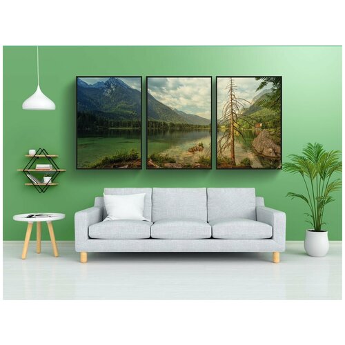 фото Набор модулных постеров для интерьера "хинтерзее, горы, рамзау" 60x90 см. в тубусе, без рамки lotsprints