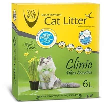 Van Cat Clinic Ultra Sensitive Комкующийся наполнитель с Антибактериальным эффектом, (коробка) 6 л, 5,1 кг - фотография № 4