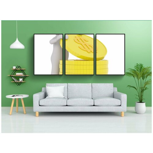 фото Набор модулных постеров для интерьера "валюта, bitcoin, цифровая валюта" 60x90 см. в тубусе, без рамки lotsprints