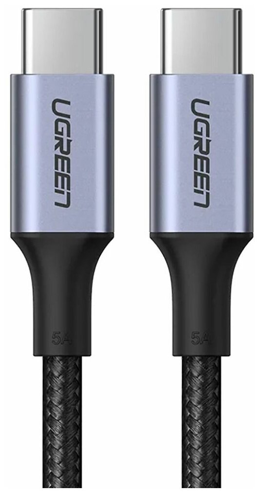 Кабель Ugreen USB C PD 100 Вт в оплетке цвет черный 2 м (70429)