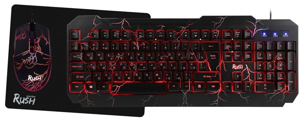 Набор игровой клавиатура+мышь+коврик Smartbuy Rush Thunderstorm черный (SBC-715714G-K)