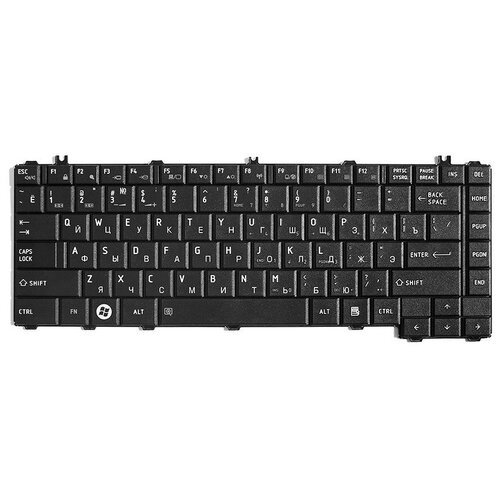Клавиатура для ноутбука Toshiba Satellite C600 C640 C645 L600 L630 Series Плоский Enter Черная без рамки PN NSK-TM1GV V114226CK1 966₽