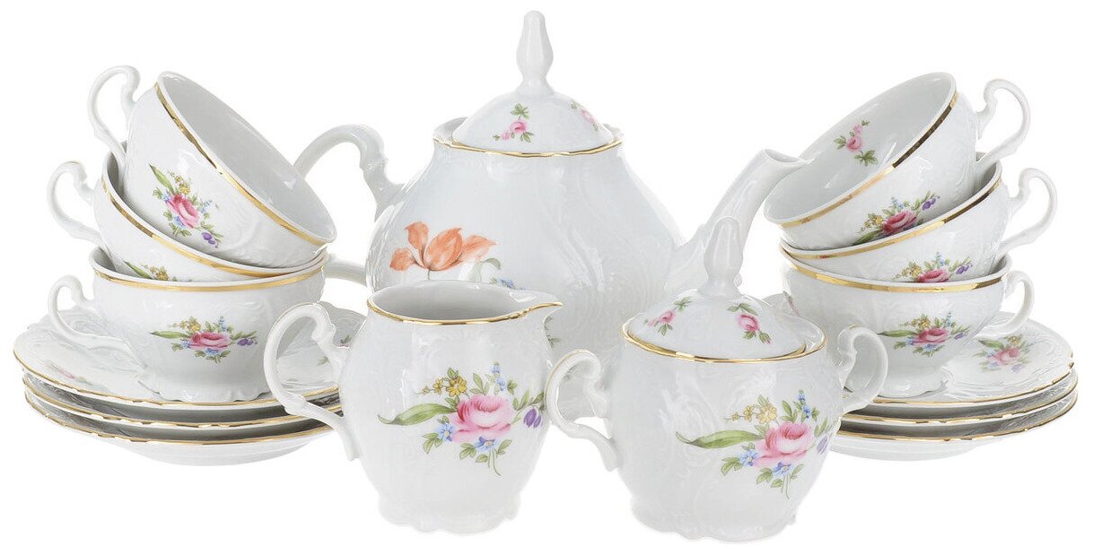 фото Чайный сервиз 6/9; "Bernadotte", декор "Мейсенский букет"
