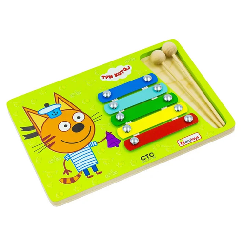 Купить Игрушка для детей интерактивная развивающая Металлофон Коржик (Три кота) (деревянная), Alatoys, дерево/металл