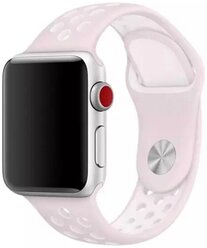 Ремешок силиконовый перфорированный для Apple Watch 42/44/45 мм бело-розовый