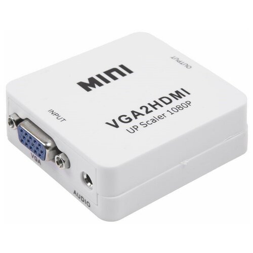 конвертер vga to hdmi full hd Конвертер VGA + Стерео 3,5 мм на Hdmi, пластик, белый Rexant, 1шт