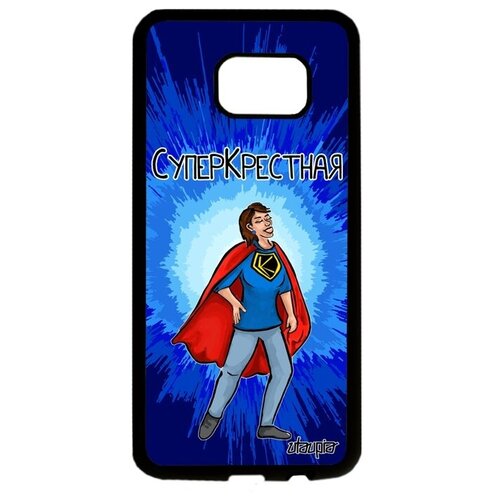 фото Дизайнерский чехол на смартфон // galaxy s7 edge // "суперкрестная" комикс смешной, utaupia, синий