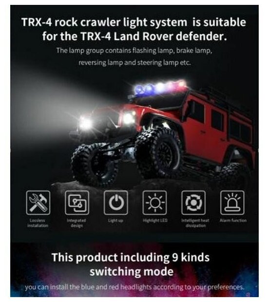 Комплект освещения (передние фары стоп-сигналы дополнительные огни) G.T.Power для TRX4