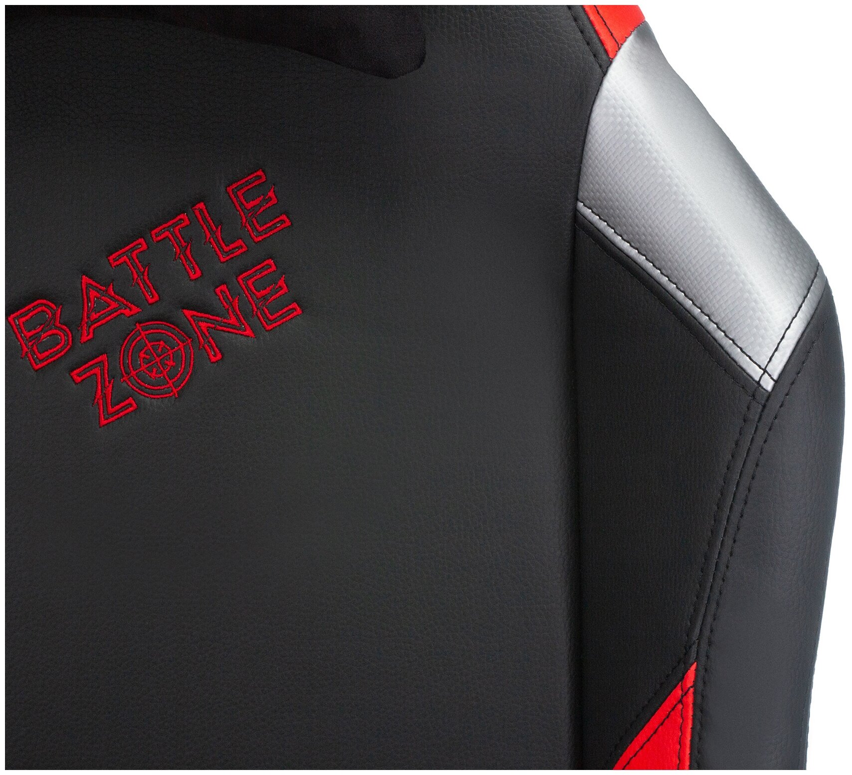 Кресло игровое ZOMBIE , на колесиках, искусственная кожа, черный/красный - фото №5