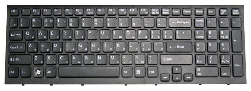 Клавиатура для ноутбука Sony Vaio VPC-EB черная с черной рамкой 998₽