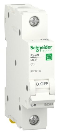 Автоматический выключатель Systeme Electric (schneider Electric) SCHNEIDER ELECTRIC RESI9 (АВ) С 6А 1P 6000А, R9F12106