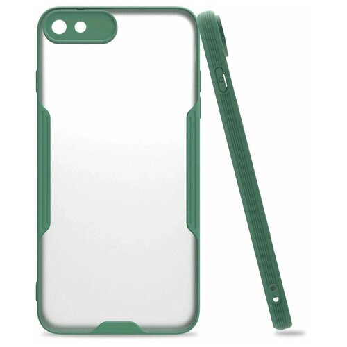 фото Чехол накладка прозрачный с защитой камеры для apple iphone 7 / для айфон 7 / зеленый qvatra