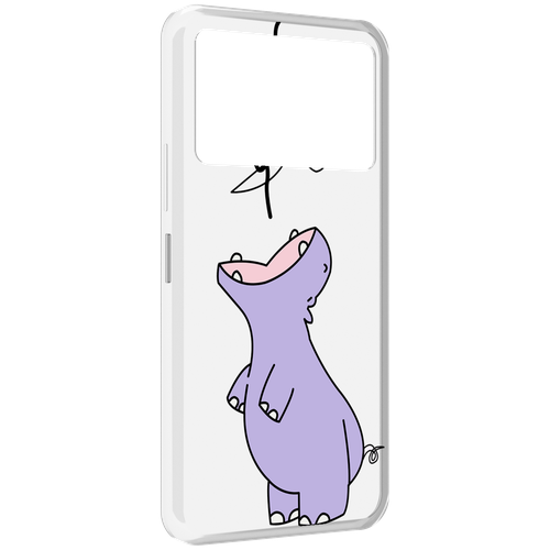 Чехол MyPads динозаврик-фиолетовый для Infinix NOTE 12 VIP (X672) задняя-панель-накладка-бампер