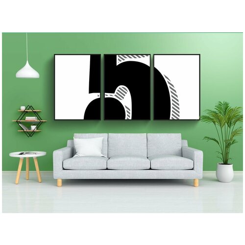 фото Набор модулных постеров для интерьера "числа, 5, тень" 60x90 см. в тубусе, без рамки lotsprints