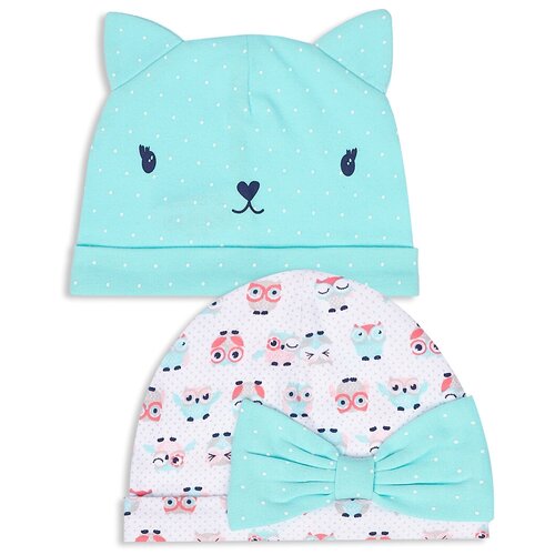 фото Шапка me & we для девочек летняя, хлопок, размер 80, зеленый, белый