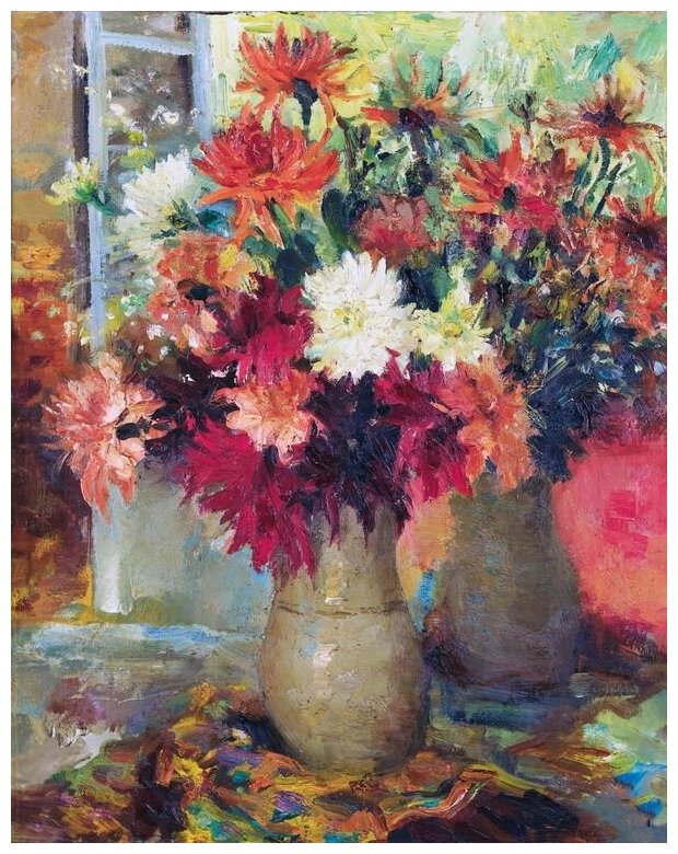 Репродукция на холсте Ваза с цветами №8 Диф Марсель 30см. x 38см.