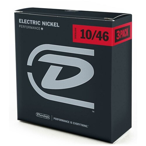 Dunlop Electric Nickel Performance+ 3PDEN1046 3Pack 3 пачки струн для электрогитары, никель 10-46