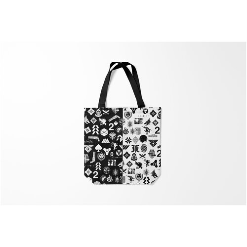 фото Сумка-шоппер / 40х40 см / геймерам / destiny logobombing черно белое burnettie