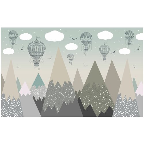 Фотообои Уютная стена Воздушные шары в горах 430х270 см Бесшовные Премиум (единым полотном)