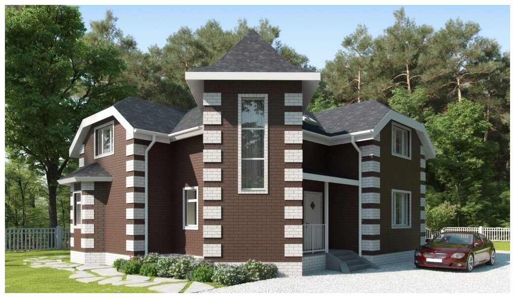 Проект жилого дома STROY-RZN 15-0020 (171,6 м2, 12,03*11,3 м, газобетонный блок 375 мм, облицовочный кирпич)