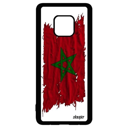 фото Яркий чехол для смартфона // huawei mate 20 pro // "флаг марокко на ткани" дизайн государственный, utaupia, белый