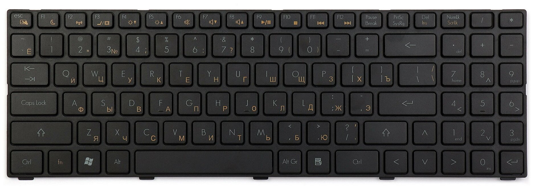 Клавиатура для ноутбука DNS 0158644 0162830 0162831 Series Плоский Enter Черная с рамкой PN AETWCU00010