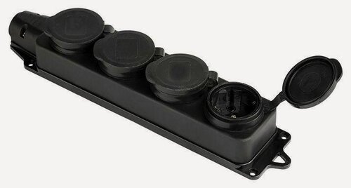 Изображение товара Розетка 4-м 16А IP44 2P+PE 230В с защ. крышками каучук Basic EKF RPS-020-16-230-44