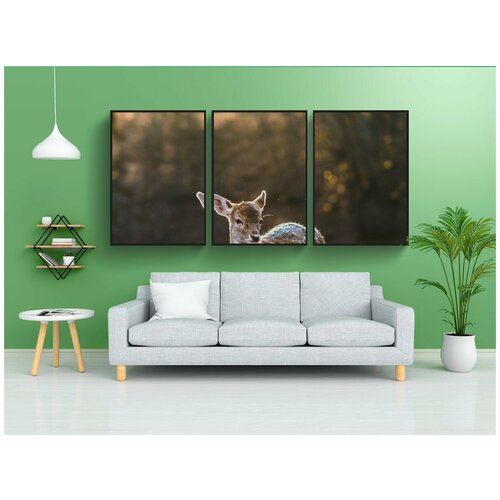 фото Набор модулных постеров для интерьера "олень, палевый, животное" 60x90 см. в тубусе, без рамки lotsprints