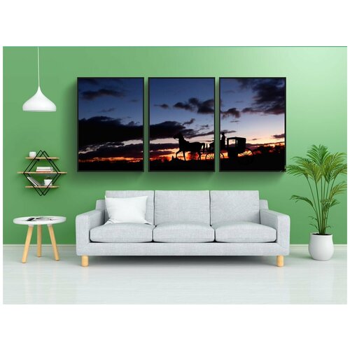 фото Набор модулных постеров для интерьера "восход солнца, облака, carose" 60x90 см. в тубусе, без рамки lotsprints