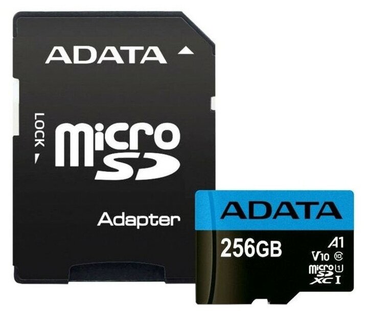 Флеш карта microSD 256GB A-DATA microSDHC Class 10 UHS-I A1 100/25 MB/s (SD адаптер)