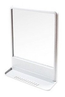 фото Зеркало для ванной комнаты Berossi с полкой, 29,7 см х 39,1 см, цвет белый мрамор. Крепеж в комплекте