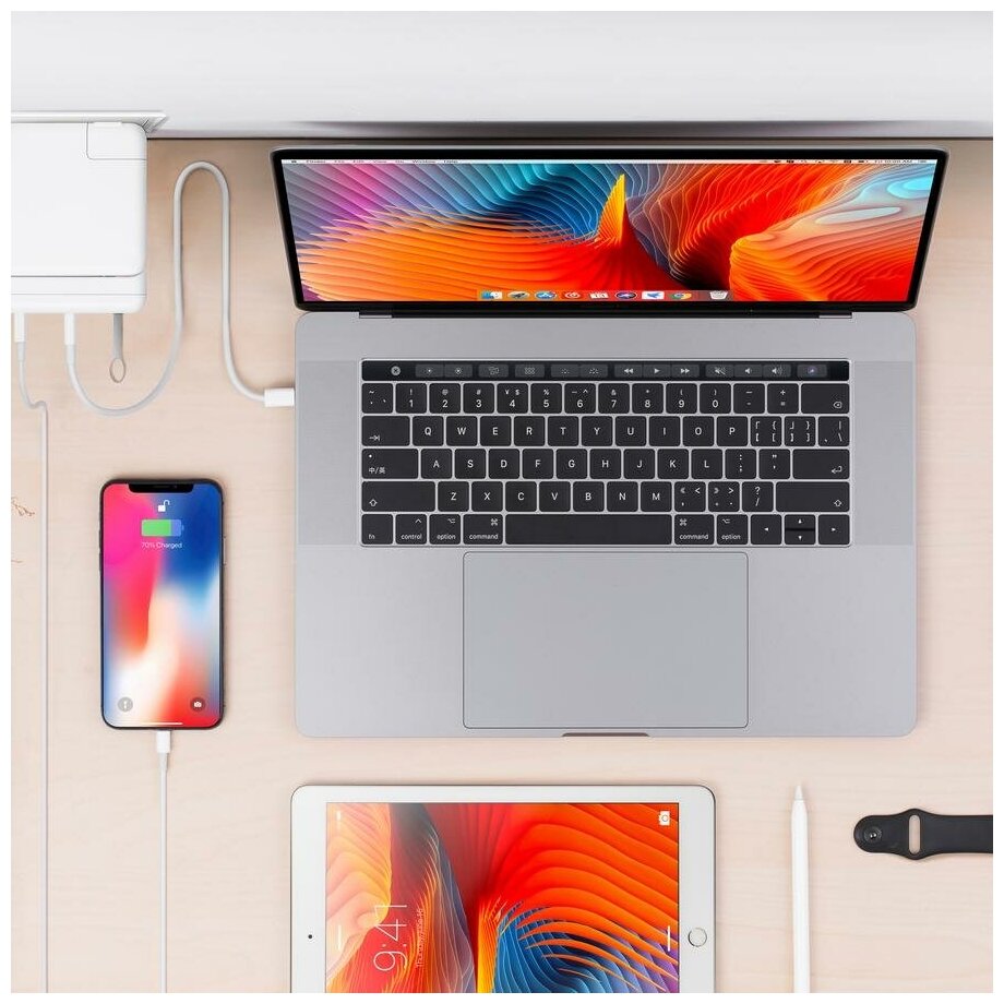 Зарядный адаптер HyperDrive USB-C Hub для Apple 87W USB-C Power Adapter белый (HDH06)