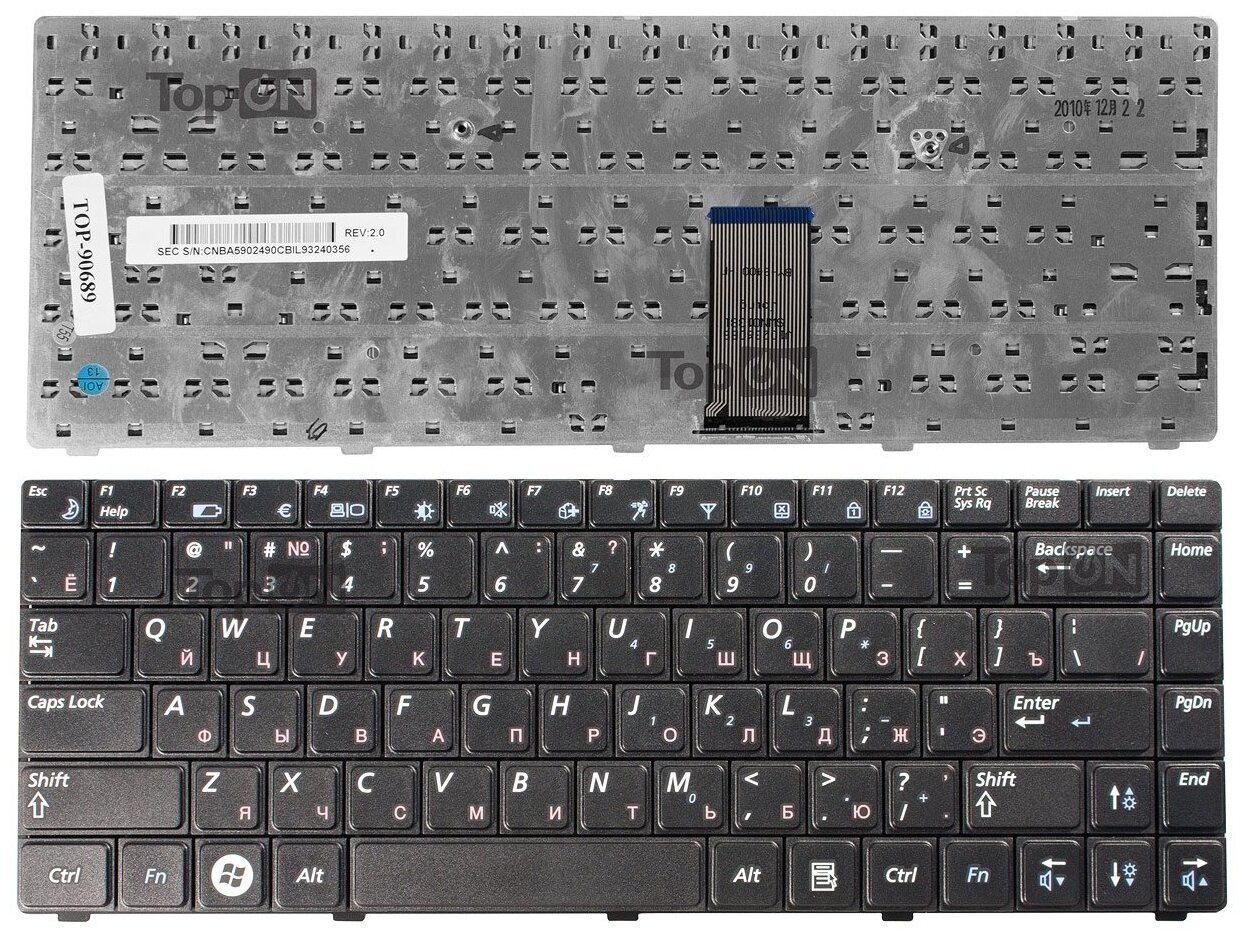 Клавиатура для ноутбука Samsung R425 R467 R465 R463 R420 R428 R429 R468 R470 Series Плоский Enter Черная без рамки PN BA59-02490C 800₽