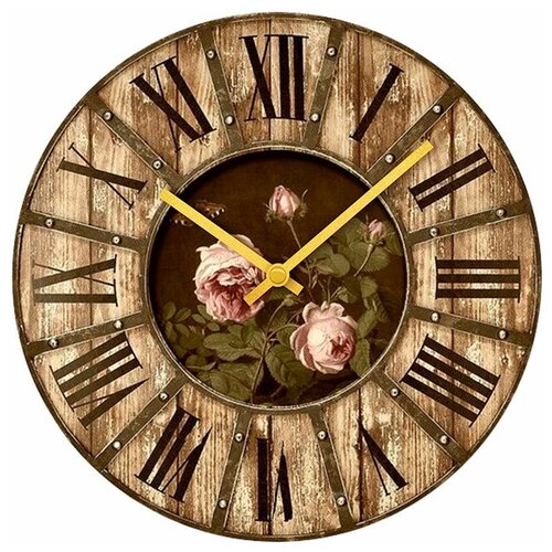фото Svs настенные часы svs 3001071 loft розовые розы