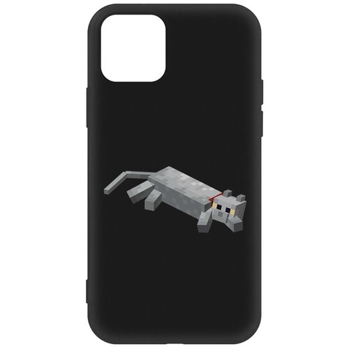 Чехол-накладка Krutoff Soft Case Minecraft-Кошка для Apple iPhone 12 Pro Max черный чехол накладка krutoff soft case чувственность для iphone 12 с защитой камеры черный