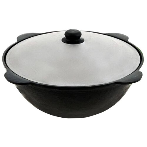 Узбекский казан чугунный 6 литров, плоское дно, с крышкой (Наманган)