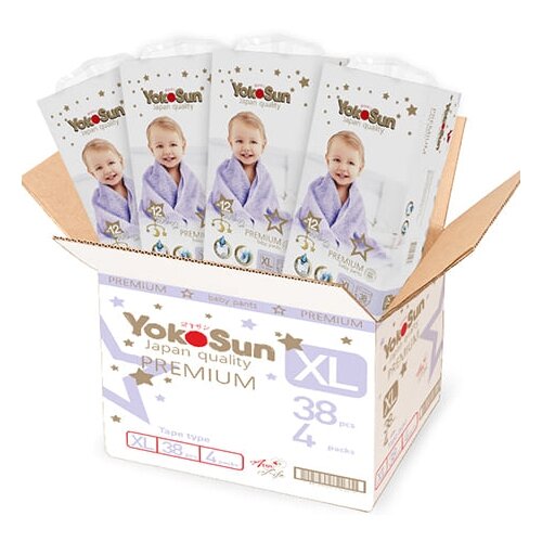 YokoSun трусики Premium XL (12-20 кг), 38 шт., 4 уп., белый