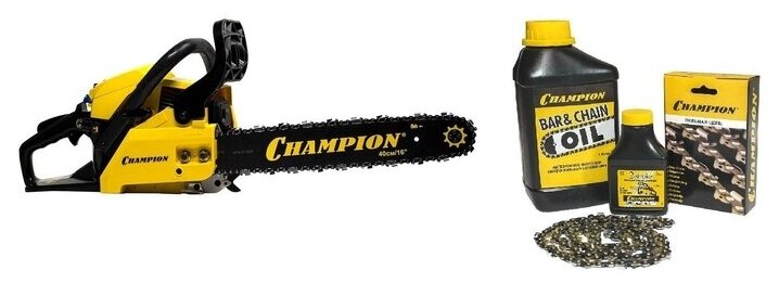 Бензопила Champion 6, в подарок масло д/цепи, свеча зажигания, смазка универсальная, цепь - фото №9