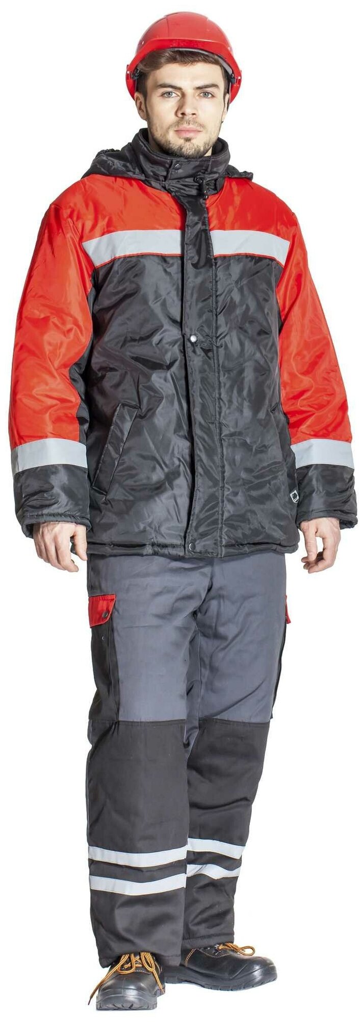 Куртка утепленная "Гастарбайтер" черная с красной. Размер:96-100. Рост:170-176