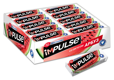 «Impulse», жевательная резинка со вкусом «Арбуз», без сахара, 14 г (упаковка 30 шт.) - фотография № 2