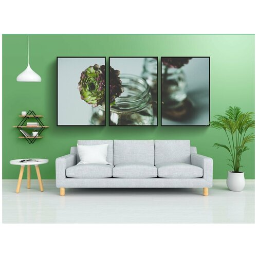 фото Набор модулных постеров для интерьера "цветок, банка, завод" 60x90 см. в тубусе, без рамки lotsprints