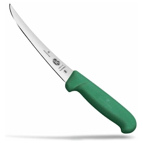 Кухонный нож Victorinox Fibrox, сталь, обвалочный, лезвие 150 мм., прямая заточка, зелёный