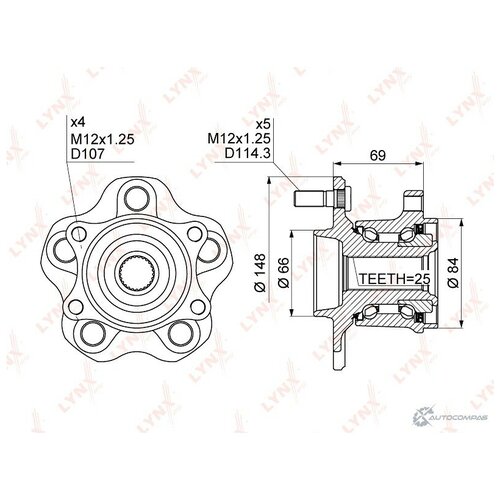 фото Ступица колеса зад прав лев lynxauto wh1356